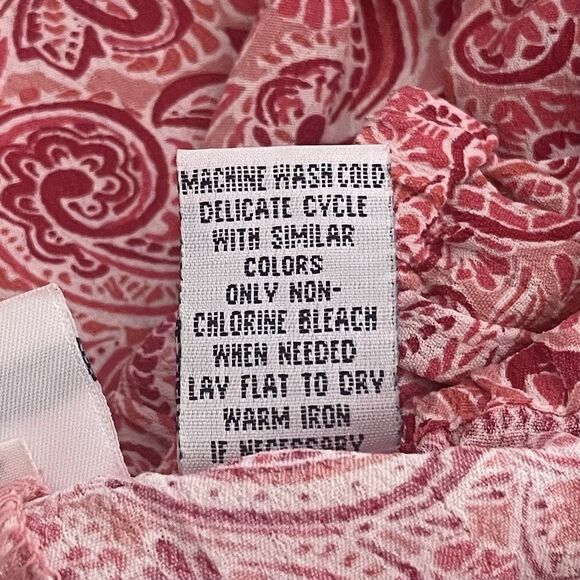 Cherokee Boho Midi Skirt Size XL Drawstring Red Paisley Church Work Fairy Drapey - Picture 10 of 11